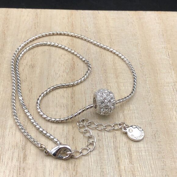 Charter Club Necklace Pave Ice Crystal Ball Pendant 18 inch Silver Tone Chain - Picture 5 of 6